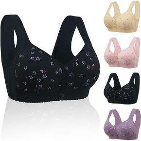Front Button Bra Convenient Snap Sleep Bra Front Closure Sports Bras Women Cotton Everyday Sleep Bras for Older Women No Wire