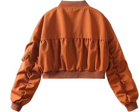 WELAKEN Lightweight Multiple Pockets Zip Up Bomber Jacket for Girls Toddler & Kids II Little Girl's Casual Flight Crop Jacket in Saudi Arabia