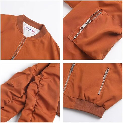 WELAKEN Lightweight Multiple Pockets Zip Up Bomber Jacket for Girls Toddler & Kids II Little Girl's Casual Flight Crop Jacket in Saudi Arabia