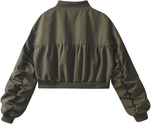 WELAKEN Lightweight Multiple Pockets Zip Up Bomber Jacket for Girls Toddler & Kids II Little Girl's Casual Flight Crop Jacket in Kuwait