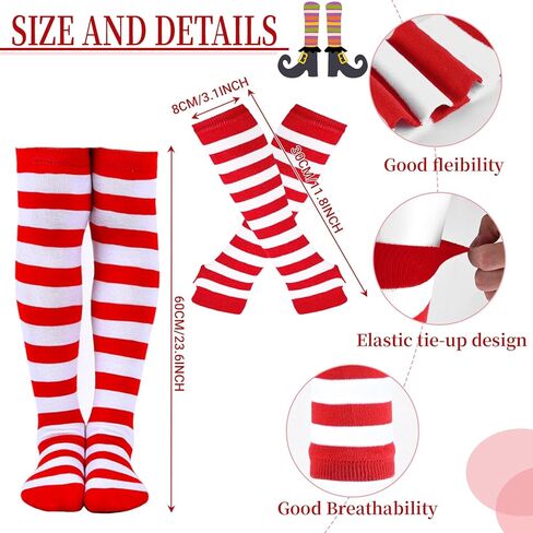 2 Set Kids High Knee Socks and Long Arm Warmer Gloves for World Book Day Dress Up in Kuwait