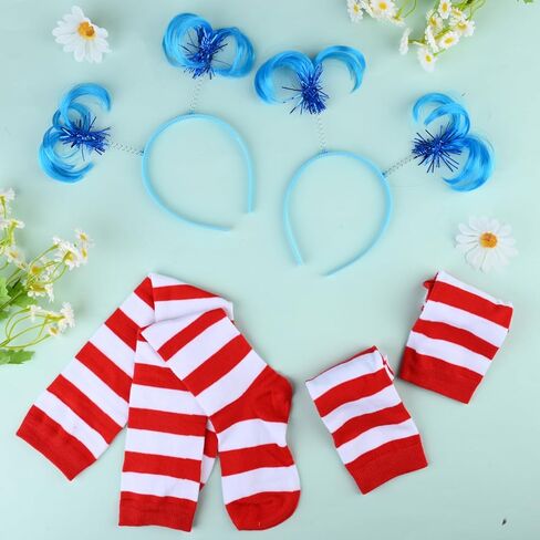 2 Set Kids High Knee Socks and Long Arm Warmer Gloves for World Book Day Dress Up in Kuwait