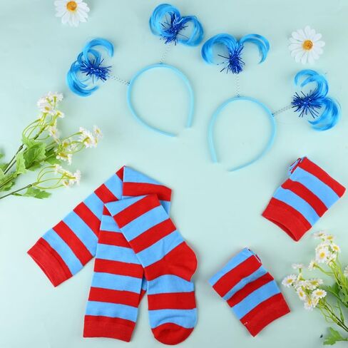 2 Set Kids High Knee Socks and Long Arm Warmer Gloves for World Book Day Dress Up in Kuwait