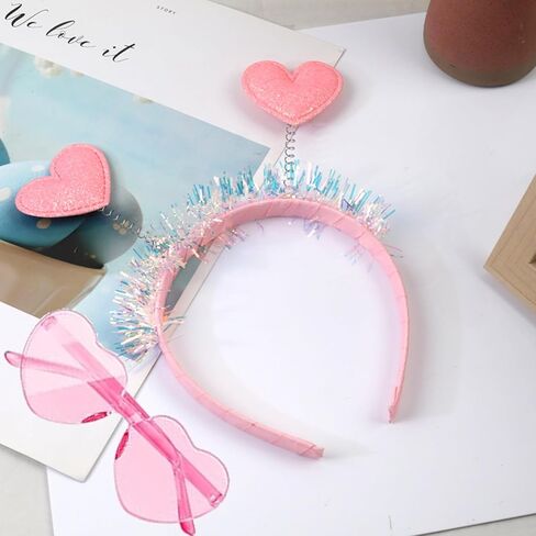 عصابات رأس على شكل قلب وردي ونظارات شمسية على شكل قلب للنساء في عيد الحب، إكسسوارات الحفلات، زي كيوبيد، إكسسوار أعياد الميلاد وحفلات الزفاف in Kuwait