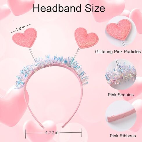 عصابات رأس على شكل قلب وردي ونظارات شمسية على شكل قلب للنساء في عيد الحب، إكسسوارات الحفلات، زي كيوبيد، إكسسوار أعياد الميلاد وحفلات الزفاف in Kuwait