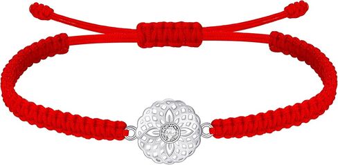 J.Endéar سوار زهرة ماندالا 925 الفضة الاسترليني للنساء الفتيات، اليدوية مضفر حبل تخريمية سلسلة مجوهرات قابلة للتعديل، اليوغا التأمل البوذية الروحية تميمة محظوظ هدية in Kuwait