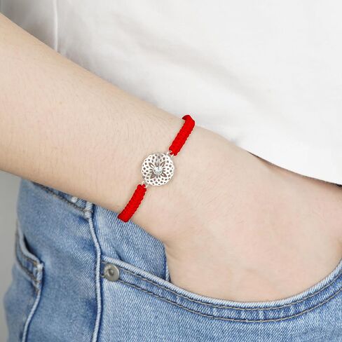 J.Endéar سوار زهرة ماندالا 925 الفضة الاسترليني للنساء الفتيات، اليدوية مضفر حبل تخريمية سلسلة مجوهرات قابلة للتعديل، اليوغا التأمل البوذية الروحية تميمة محظوظ هدية in Kuwait