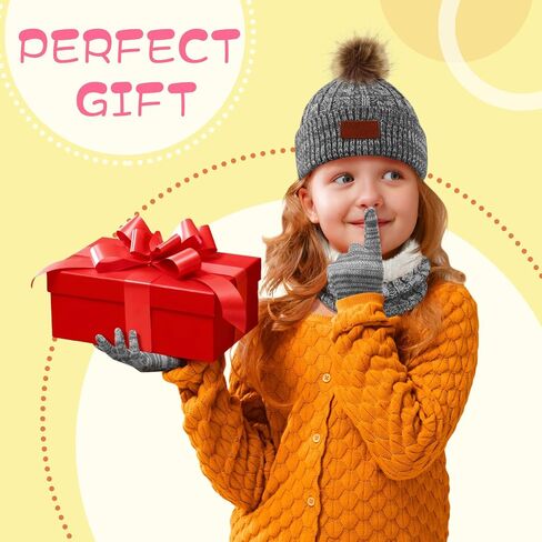 4 Sets Kids Winter Hat Gloves Scarf Set Children Hats Neck Warmer Winter Gloves for Kids 5-12 Years in Saudi Arabia