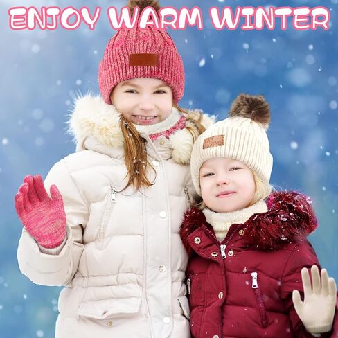 4 Sets Kids Winter Hat Gloves Scarf Set Children Hats Neck Warmer Winter Gloves for Kids 5-12 Years in Saudi Arabia