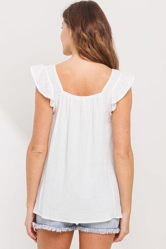 Womens Square Neck Ruffle Cap Sleeve Maternity Top in Kuwait