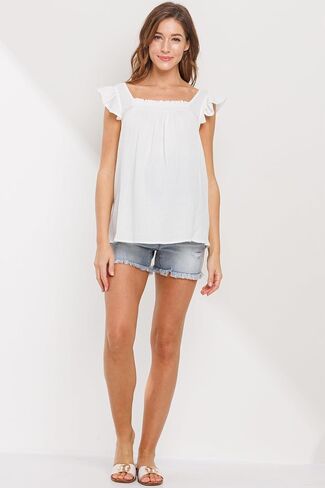 Womens Square Neck Ruffle Cap Sleeve Maternity Top in Kuwait
