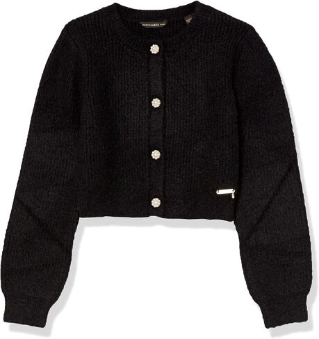 GUESS girls Fuzzy Cardigan Sweater With Jewel Buttons Cardigan Sweater (pack of 1) in Saudi Arabia