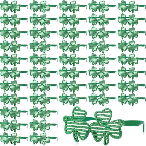 Kigeli 48 PCS St. Patrick's Day Shamrock Glitter Glasses Irish Green Shamrock Eyeglasses St. Patrick's Sequin Sunglasses Bulk for Women Men Teenagers Birthday Bar Parties Festivals Parades Supplies in Saudi Arabia