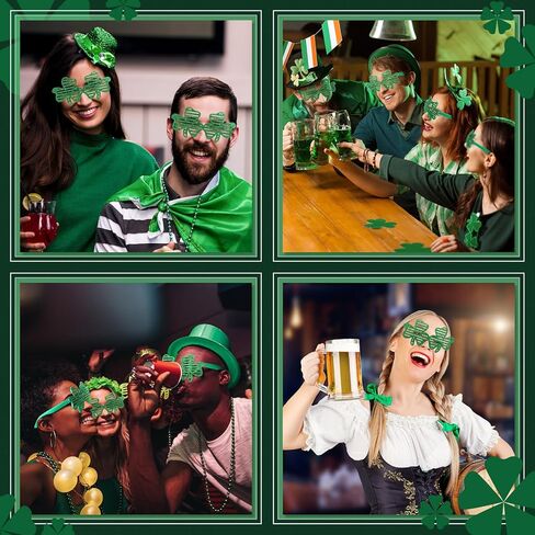 Kigeli 48 PCS St. Patrick's Day Shamrock Glitter Glasses Irish Green Shamrock Eyeglasses St. Patrick's Sequin Sunglasses Bulk for Women Men Teenagers Birthday Bar Parties Festivals Parades Supplies in Saudi Arabia