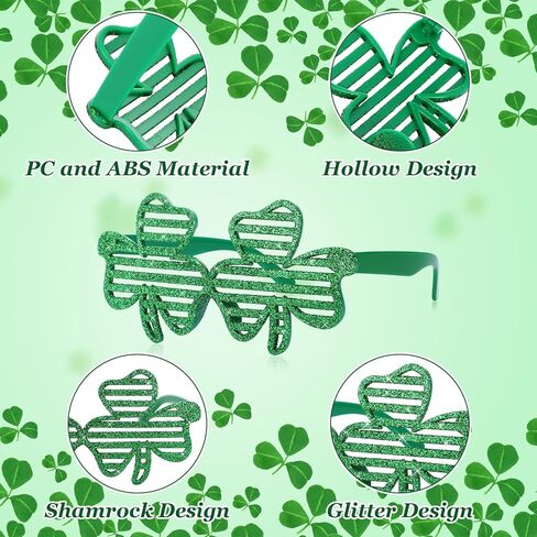 Kigeli 48 PCS St. Patrick's Day Shamrock Glitter Glasses Irish Green Shamrock Eyeglasses St. Patrick's Sequin Sunglasses Bulk for Women Men Teenagers Birthday Bar Parties Festivals Parades Supplies in Saudi Arabia