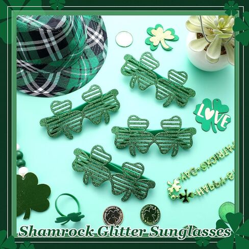 Kigeli 48 PCS St. Patrick's Day Shamrock Glitter Glasses Irish Green Shamrock Eyeglasses St. Patrick's Sequin Sunglasses Bulk for Women Men Teenagers Birthday Bar Parties Festivals Parades Supplies in Saudi Arabia