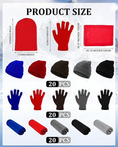 Panitay 150 Pcs Winter Beanies Gloves Fleece Throw Blankets in Bulk Winter Unisex Hat Touchscreen Gloves for Men Woman Homeless Shelter Donating Warm Gift in Saudi Arabia