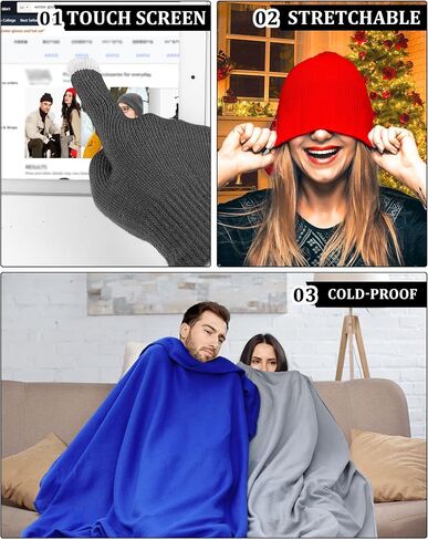 Panitay 150 Pcs Winter Beanies Gloves Fleece Throw Blankets in Bulk Winter Unisex Hat Touchscreen Gloves for Men Woman Homeless Shelter Donating Warm Gift in Saudi Arabia