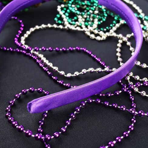 عصابة رأس Needzo 2024 Mardi Gras Glitter Bow، باللون الأرجواني والأخضر والذهبي، إكسسوار شعر للحفلات مقاس واحد in Saudi Arabia