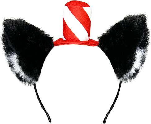 Luvfamday Cat Ears Headband with Red Stovepipe Hat Cute Headwear Cosplay Costume Accessories Funny Party Favors Women Men in Kuwait