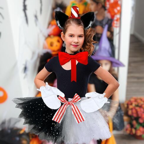 Luvfamday Cat Ears Headband with Red Stovepipe Hat Cute Headwear Cosplay Costume Accessories Funny Party Favors Women Men in Kuwait