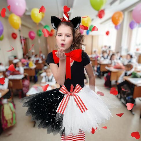 Luvfamday Cat Ears Headband with Red Stovepipe Hat Cute Headwear Cosplay Costume Accessories Funny Party Favors Women Men in Kuwait