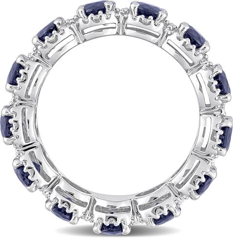 3.25 Carat Blue Sapphire And Natural Diamond Full Eternity Wedding Band Rings For Women In 10-14 KT Solid Gold Anniversary And Enagagement Prong Setting ( Blue Gemstone 2.5 ctw,Clarity I2 , Color HI) in Saudi Arabia
