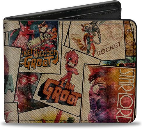 Buckle-Down Marvel Comics Wallet, Bifold, Guardians of The Galaxy Character Posters Stacked, Vegan Leather, 4.0" x 3.5", Casual in Saudi Arabia