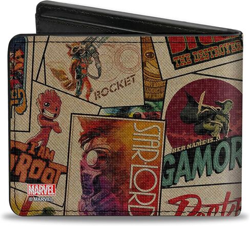Buckle-Down Marvel Comics Wallet, Bifold, Guardians of The Galaxy Character Posters Stacked, Vegan Leather, 4.0" x 3.5", Casual in Saudi Arabia