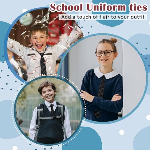 Luckyvestir Boys Tie, School Ties for Boys Girls, 15" Pretied Plaid Zipper Kids Ties for Graduation (Age 8-14) in Saudi Arabia