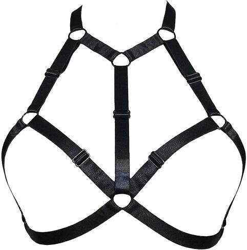 Sexy Women Body Harness Bra: Punk Women Harness Caged Bras Hollow Out Open Cup Bra Gothic Style Strappy Bralette in Kuwait
