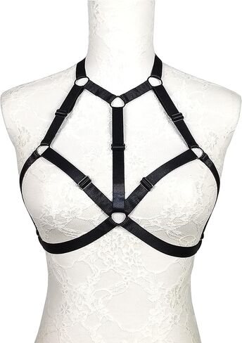 Sexy Women Body Harness Bra: Punk Women Harness Caged Bras Hollow Out Open Cup Bra Gothic Style Strappy Bralette in Kuwait