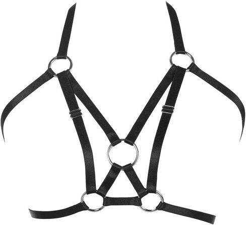 Sexy Women Body Harness Bra: Punk Women Harness Caged Bras Hollow Out Open Cup Bra Gothic Style Strappy Bralette in Kuwait