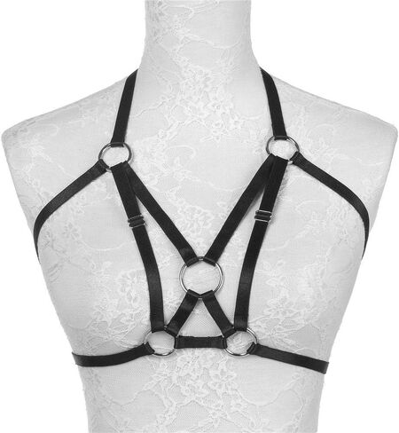 Sexy Women Body Harness Bra: Punk Women Harness Caged Bras Hollow Out Open Cup Bra Gothic Style Strappy Bralette in Kuwait