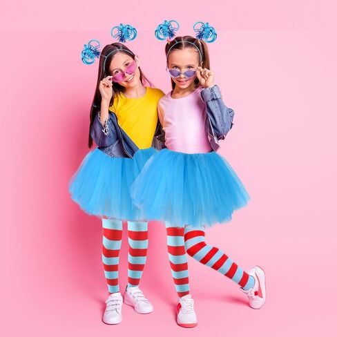 2 Set Kids World Book Day Thing Costume Include 5-layered Tutu Skirts Ponytail Headbands and Striped Knee Socks in Kuwait