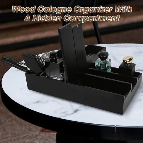 Cologne Organizer for Men 3 Tier Cologne Stand Cologne Holder with 2 Hidden Compartment, Wooden Perfume Organizer Cologne Display Shelf, Perfume Holder, Dresser Organizer in Kuwait