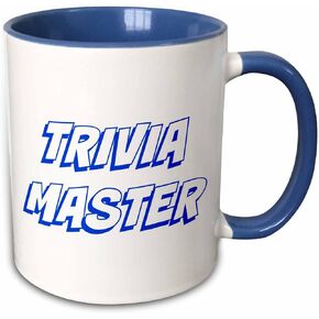 3dRose Trivia Master, Letters Background Mug, 11 oz, White/Blue