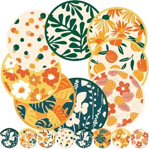 24 Pcs Foldable Fan Japanese Foldable Fan Style Summer Flower Handheld Round Folding Fan for Women Girls Daily Use Festival Wedding Party Favors Decorations Portable, 8 Style