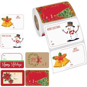 250pcs 2X3 inch Christmas Gift Tag Stickers,Christmas Self Adhesive Gift Label Stickers,Christmas Decorative Stickers for Gifts,Xmas Paper Label Stickers for Christmas Party Decoration - (2X3 inch)