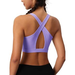 MAGCOMSEN Women's Sports Bras Cross Back Wireless Padded Bra Wide Strap Low Impact Moisture-Wicking for Workout Gym Yoga
