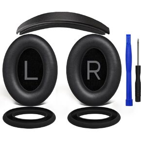 SOULWIT Ear Pads Cushions + Headband + Silicone Earpads Cover Protector, Replacement Kit for Bose QuietComfort 45 (QC45)/QuietComfort SE (QC SE)/New Quiet Comfort Wireless Over-Ear Headphones - Black