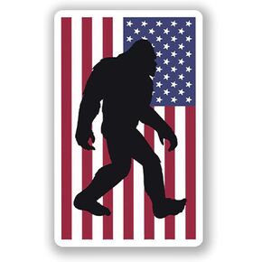 Bigfoot Sasquatch USA Flag 2-Pack 5.5-Inch Premium Quality Vinyl Decal Stickers | Laminated with UV Protective Laminate | PD033