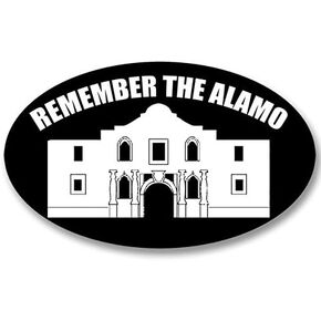 Black Oval Remember The Alamo Sticker (Historic Antonio Texas tx Vinyl Decal fro car Truck Laptop or Water Bottle (3 x 5 inch)