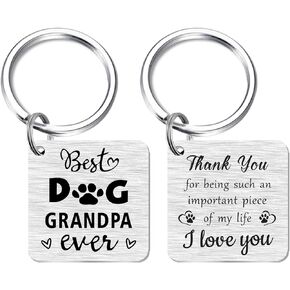 SOUSYOKYO Dog Grandpa Fathers Day Keychain for Dog Lover, Best Dog Grandpa Ever Gifts for Men