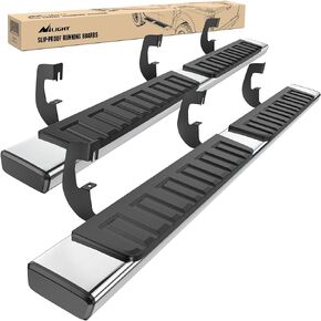 Nilight Running Boards for 2007-2018 Chevy Silverado/GMC Sierra 1500 Double Extended Cab 2007-2019 Chevy Silverado/GMC Sierra 2500HD 3500HD 6 Inch Stainless Steel Side Step Nerf Bars, 2 Years Warranty