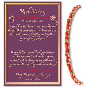 Red String Protection Bracelet, Gold Chain Red String Matching Bracelets for Couple, Friends Matching Bracelets (a. Set of 2 Red)