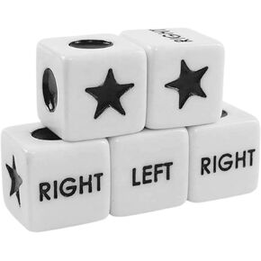 5Pcs White Left Right Center Dice Six Sided Standard Size Acrylic Dice Easy to Grip Game Dice Games Standard Dice (16mm)