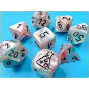Sea Shell Lustrous Luminary Dice with Black Numbers 7+1 Dice Set 16mm (5/8in) Chessex