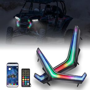 KEMIMOTO RGB Fang Lights with Music Sync Multicolor Lights, APP Control, LED Turn Signal Front Accent Light Compatible with Polaris RZR XP 1000 Turbo 2019-2023# 2884871