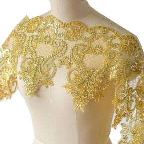 1 Yard Lace Fabric Accessories Wedding Dress Veil Headdress DIY Handmade Jewelry Car Bone Flower Sequins Lace Trim (Pink)